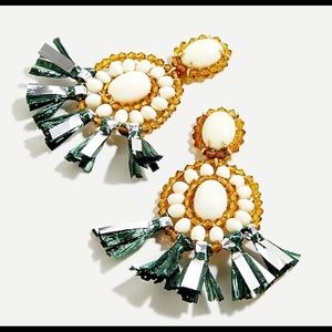 Cute Bead Statement Earrings Metallic Raffia JCrew